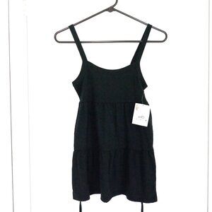 NWT SO tiered tank top black with tie in back size S